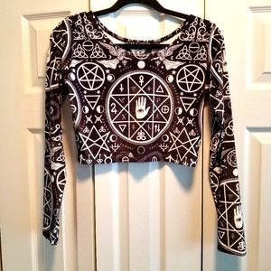 Velvet Long-Sleeve Crop Top